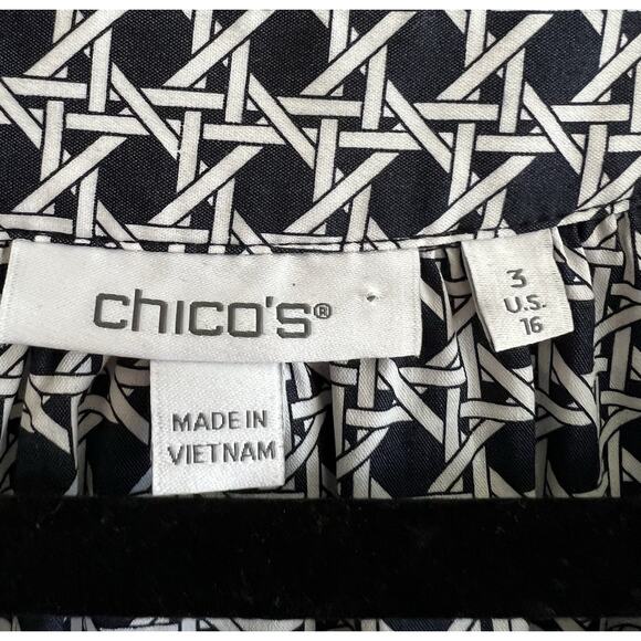 CHICO'S Navy White Cotton Poplin Basket Weave Tiered Maxi Dress Sz 3 US 16 - Picture 11 of 14